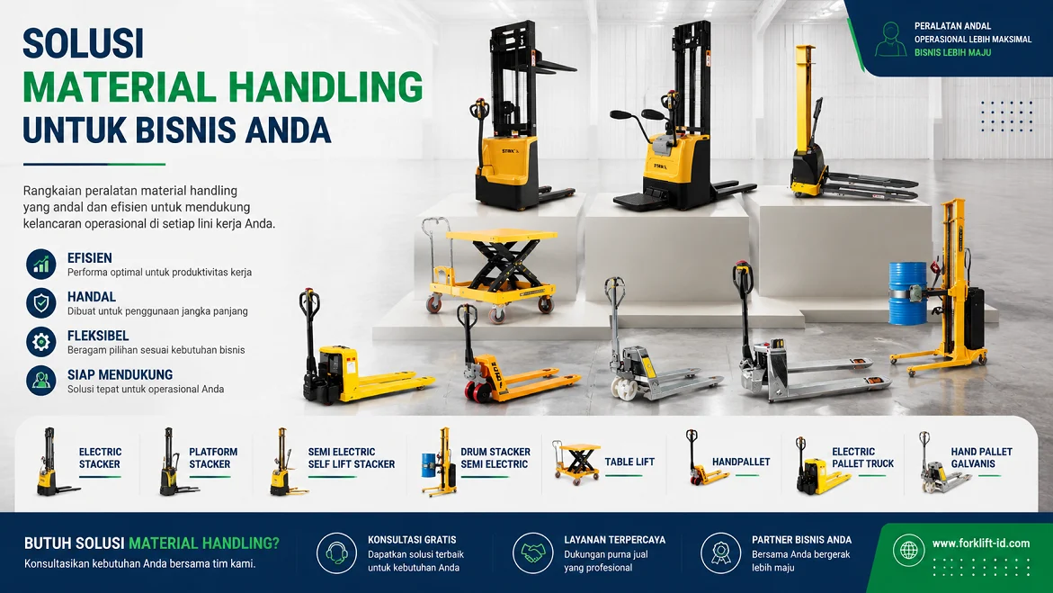 jual material handling palet, reach stacker, order picker staxx